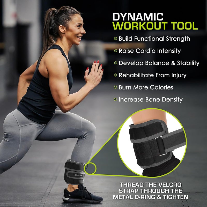 ProSourceFit Ankle/Wrist and Arm/Leg Weights Set of 2, Adjustable Strap 1 lb-5 lb, Adjustable Weight 15 lb, 10 lb, 7 lb for Men and Women - Image 4